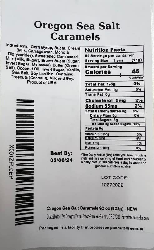 Oregon Farm Fresh Snacks Salted Caramel Gourmet Candy – Oregon Made Caramel Candy with Sea Salt and Vanilla – Gluten Free Delicious Chewy Sea Salt Caramels – Soft Caramels Individually Wrapped (16 oz) - Image 3