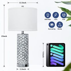 Alternative view of Brightever Table Lamp for Living Room – Touch Lamps Set of 2 with Dual USB Charging Ports, 3-Way Dimmable Farmhouse Lamps for Nightstands, Rustic Bedside Lamp for End Tables, 2 A19 LED Bulbs Included