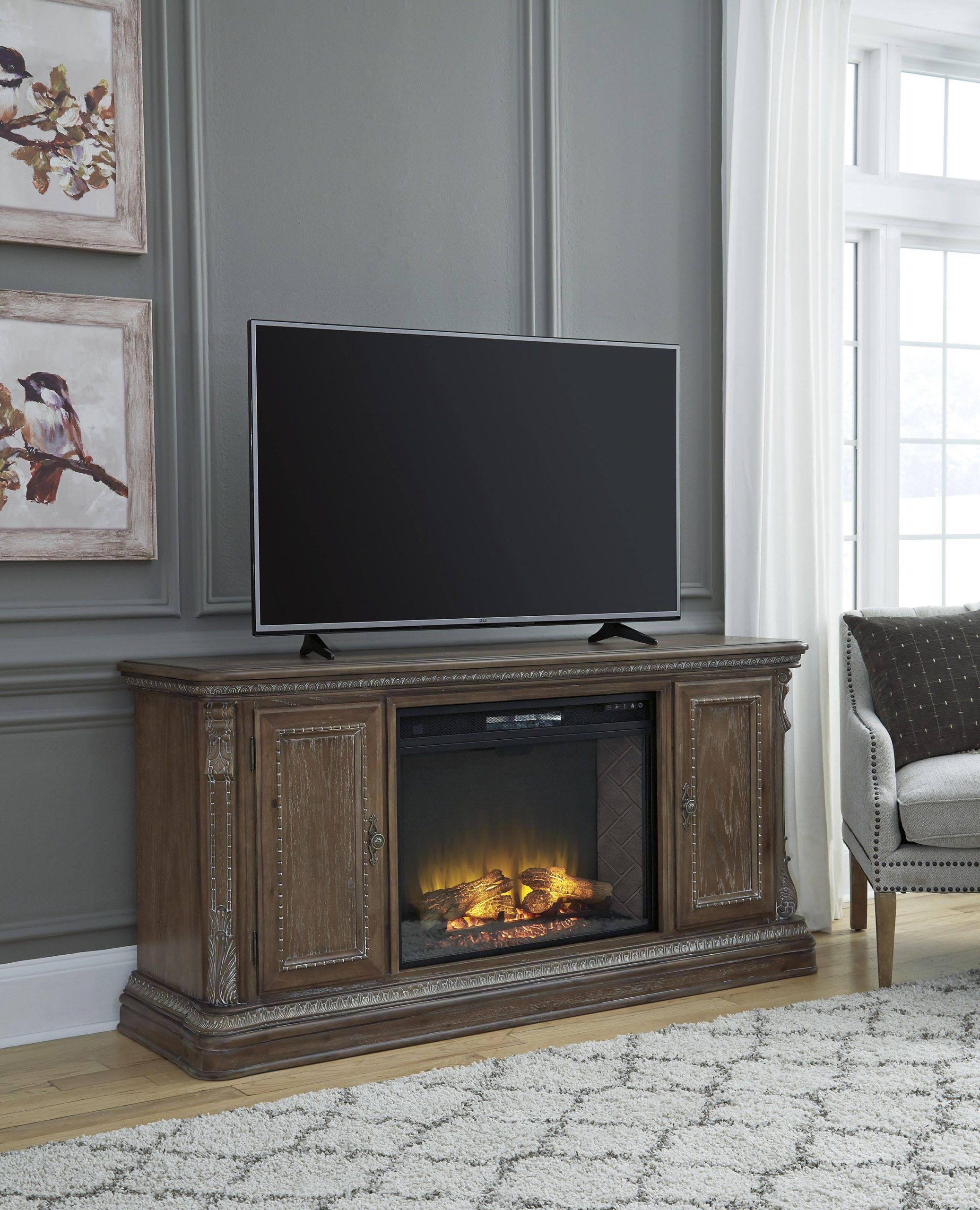 Charmond Extra Large TV Stand w/ Fireplace by Ashley Furniture - Image 5