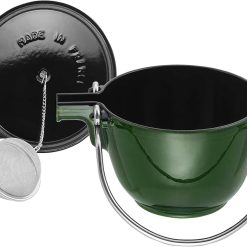 Alternative view of Staub Cast Iron 1-qt Round Tea Kettle – Basil, Made in France