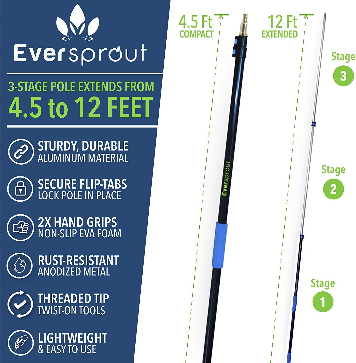 EVERSPROUT Never-Scratch SnowBuster 7-to-24 Foot (Up to 30 Ft Standing Reach) | Pre-Assembled Extendable Roof Rake for Snow Removal | Heavy-Duty Aluminum, Soft Foam Pad | Exclusive Push/Pull Design - Image 19