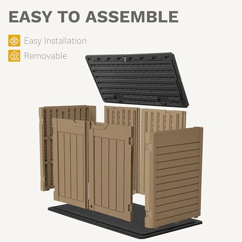 DWVO 5x3ft Resin Outdoor Storage Shed with Floor, Waterproof Lockable Storage Shed with Window, Plastic Outside Tool Storage for Garden, Backyard, Patio, Lawn, Gray - Image 31