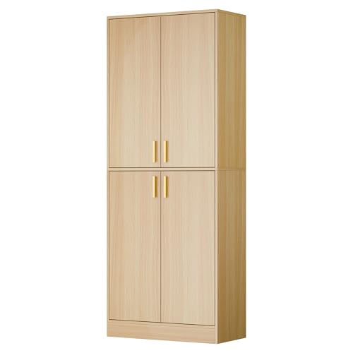 Cozy Castle Kitchen Pantry Cabinet, 71 Tall Wood Storage Cabinet with Doors and Shelves 4 Doors Freestanding Cupboard Utility Hutch for Dining Room Living Room Bathroom Furniture, Gray - Image 20