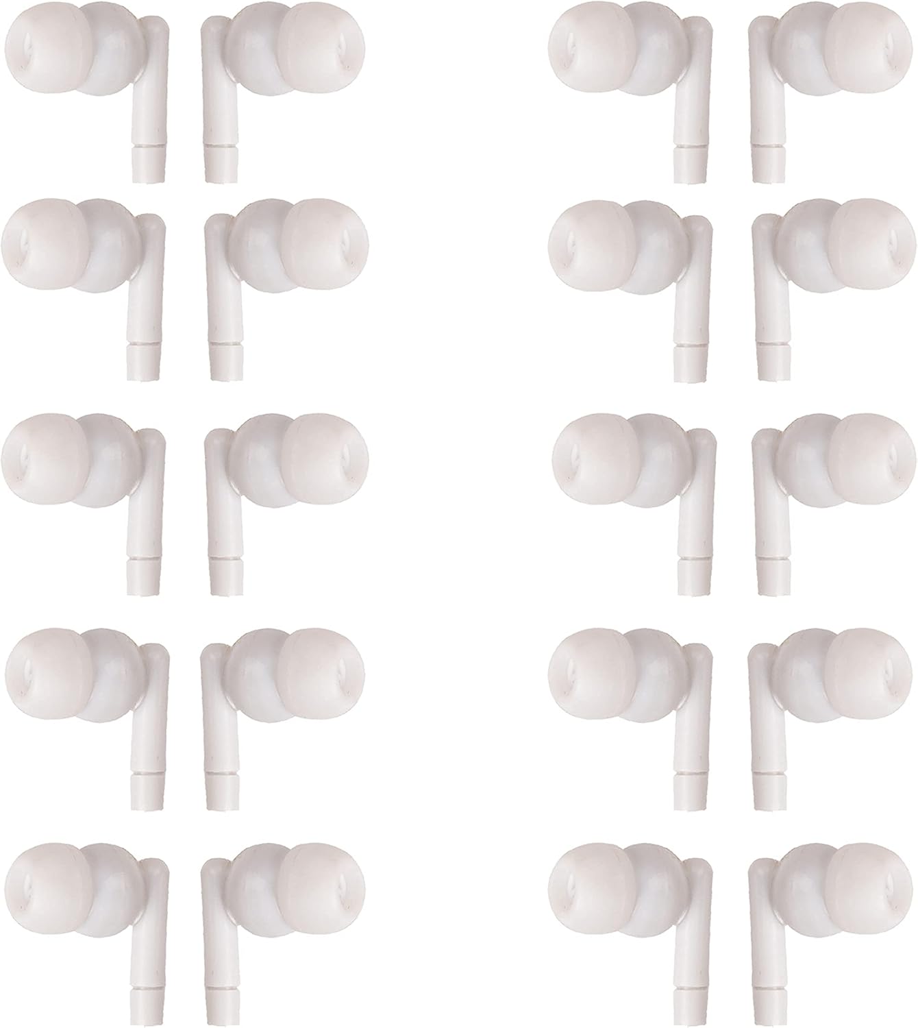 JustJamz Pearl Basic White Headphones 3.5mm Disposable Earphones Bulk Earbuds for Kids and Adults 50 Pack Pack of 2 - Image 2