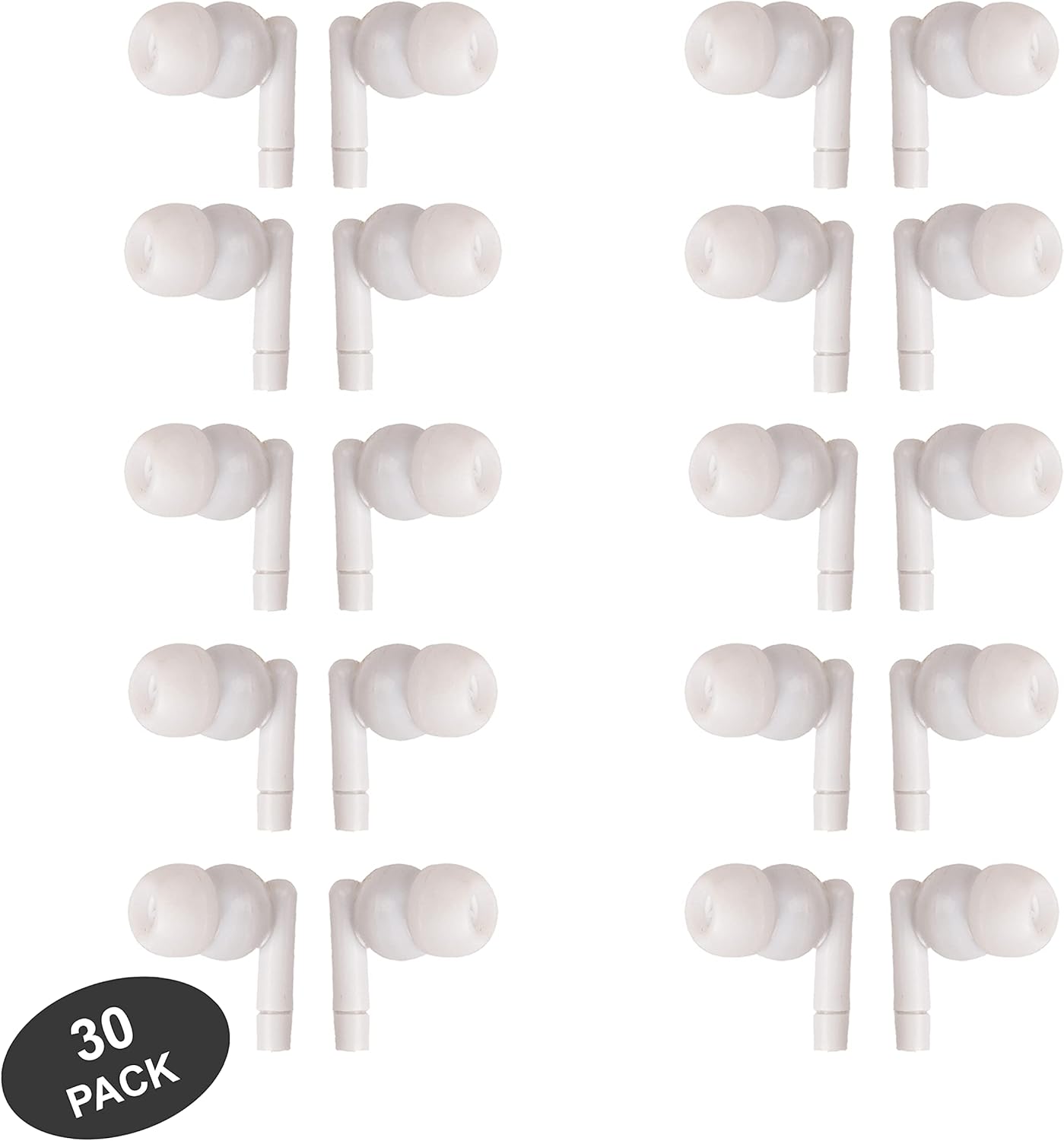 JustJamz Pearl Basic White Headphones 3.5mm Disposable Earphones Bulk Earbuds for Kids and Adults 50 Pack Pack of 2 - Image 8