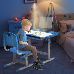 Alternative view of BELANITAS Kids Desk and Chair Set 5-8 Year Old, Desk for Kids Room 8-12, Height-Adjustable Children Desk with 40-Degree Tilted Desktop, Kids Study Desk and Chair Set for School, Green
